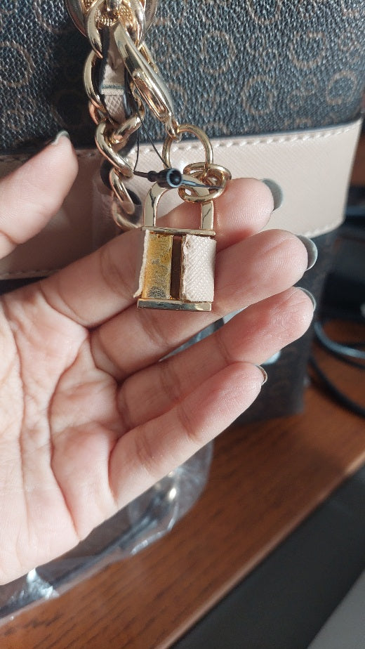 GUESS Brown & Beige Brooker Logo Satchel Bag | Brand New |