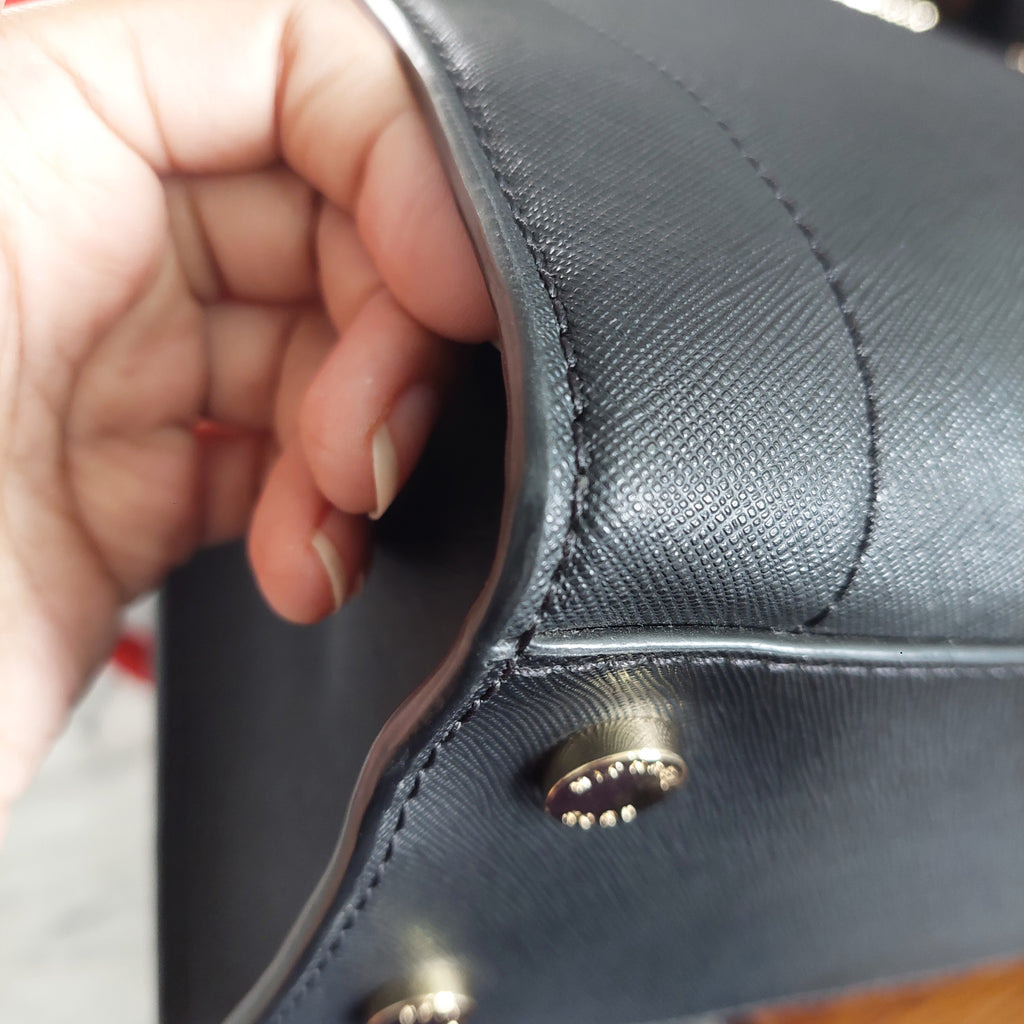 Michael Kors Black Rayne Leather Medium East West Satchel Bag | Gently Used |