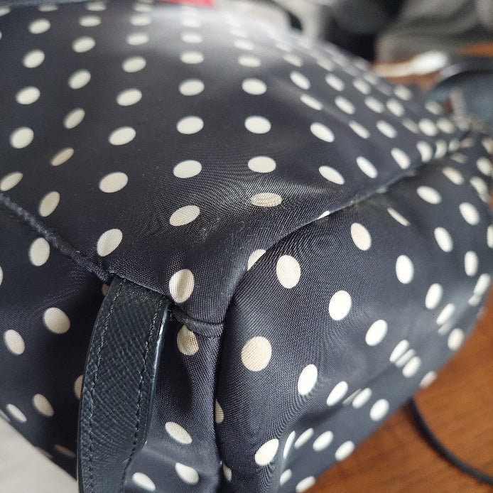 Kate Spade Black Polka Dot Leather Trim Backpack | Pre Loved |