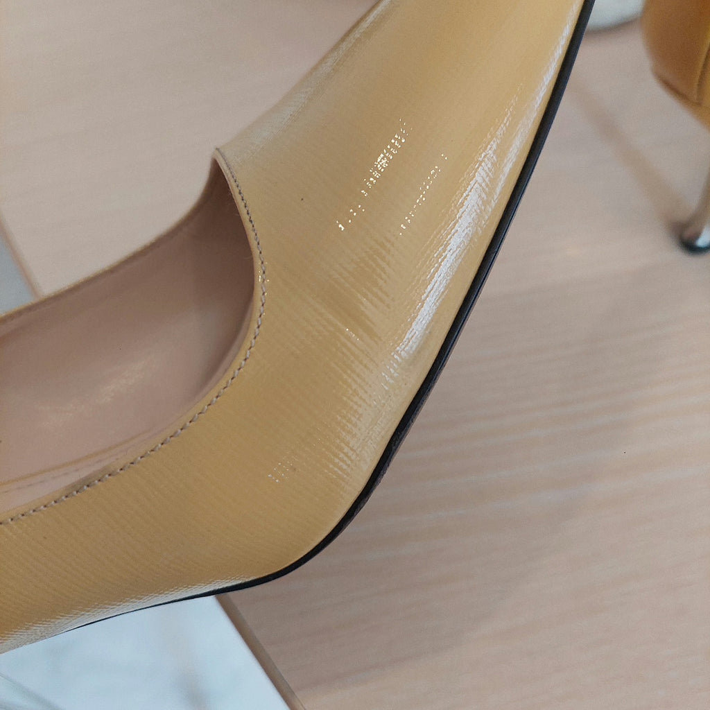 Prada Mustard Patent Leather Pointed Pumps  | Pre Loved |