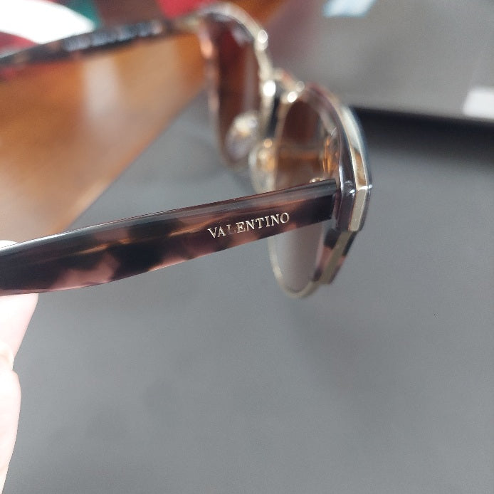 Valentino Dusky Pink/Black Cat Eye Acetate Cube Havana VA4026 Sunglasses | Like New |