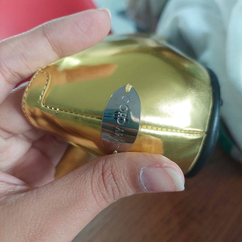 Jimmy Choo Metallic Yellow Leather Embellished Ballet Flats | Gently Used |