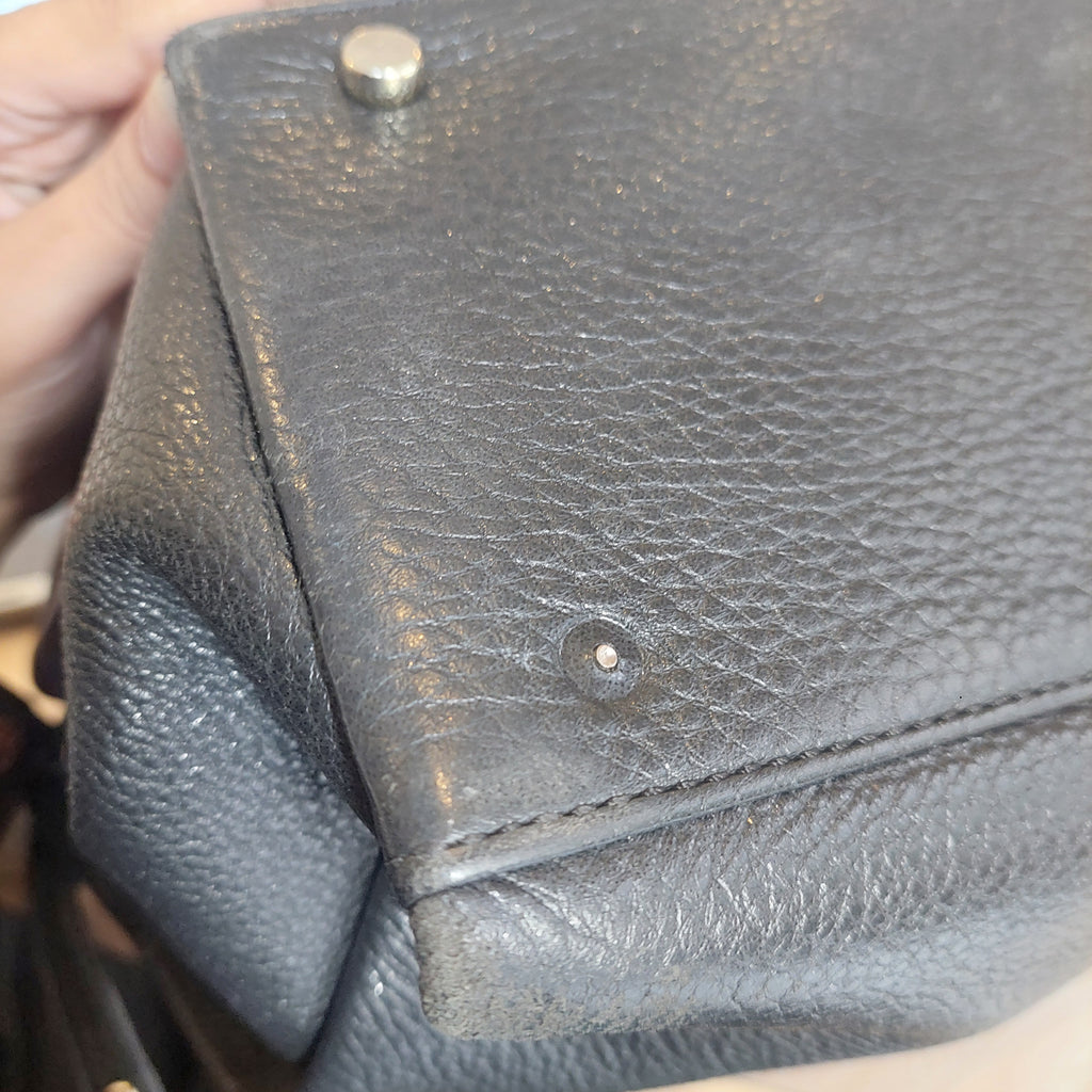 Kate Spade Black Leather Triple Compartment Shoulder Bag | Pre Loved |