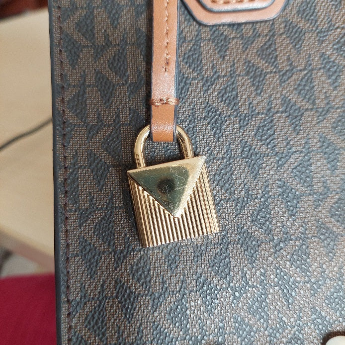 Michael Kors Brown Signature Coated Canvas & Leather Small Mercer Tote Bag | Pre Loved |