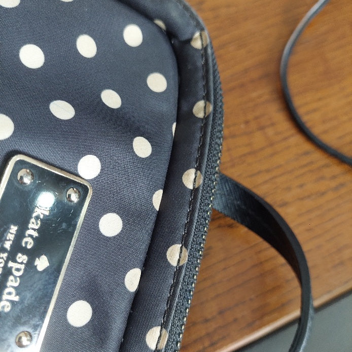 Kate Spade Black Polka Dot Leather Trim Backpack | Pre Loved |