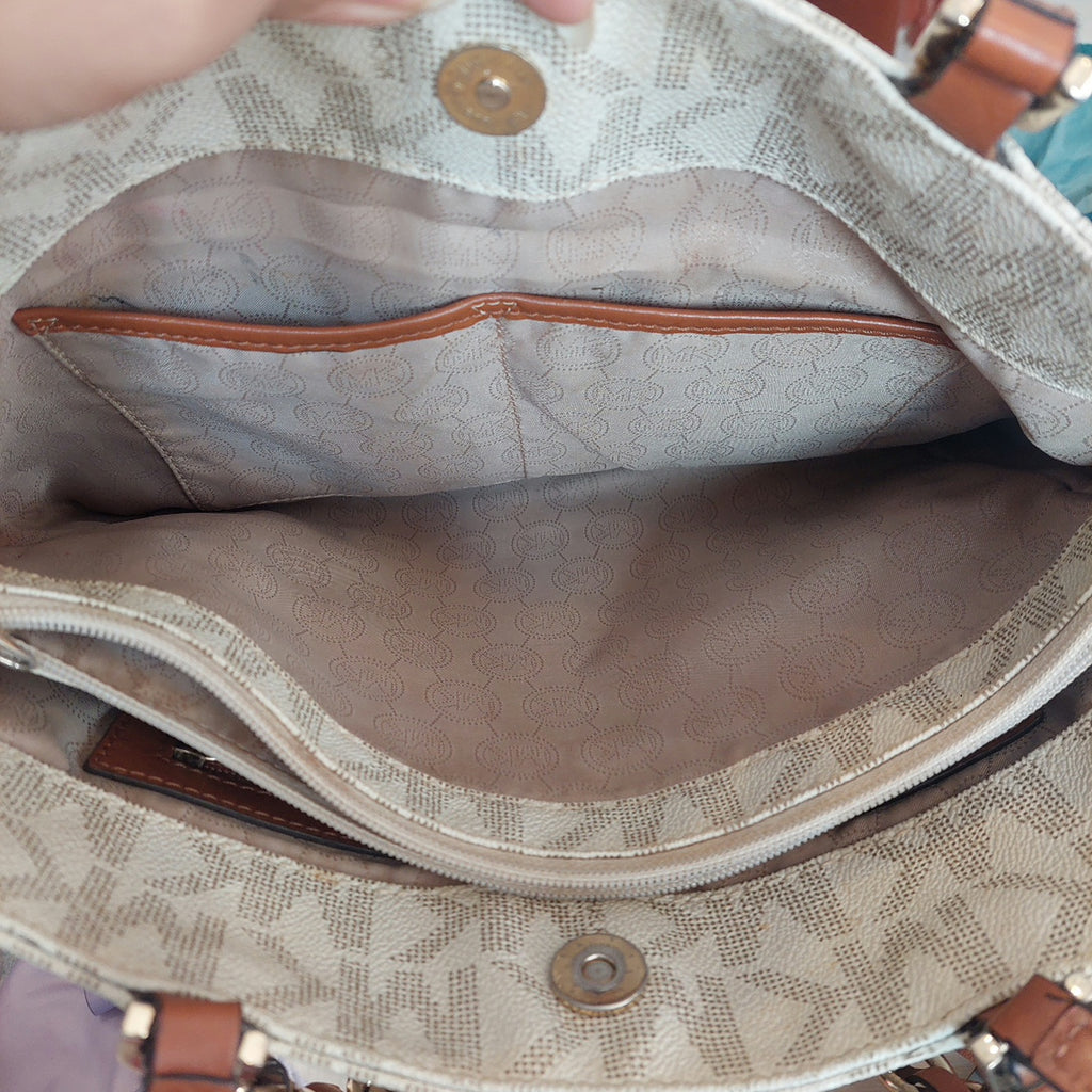 Michael Kors Vanilla Monogram Chain Tote | Pre Loved |