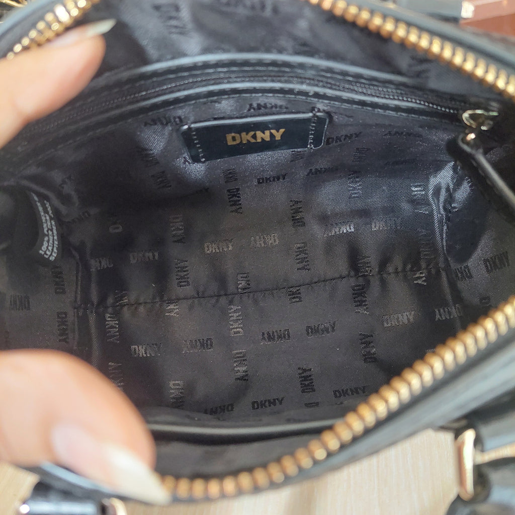 DKNY Black Canvas & Leather mini Crossbody Bag | Gently Used |