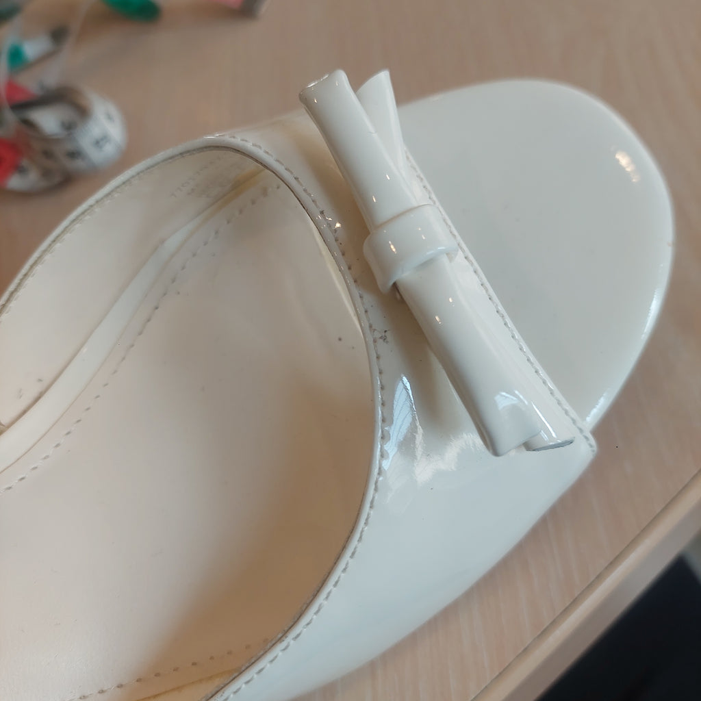 Mango White Bow Leatherette Heels | Gently Used |