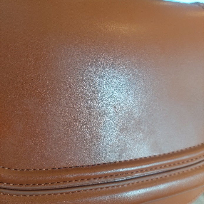 ZARA Tan Leatherette Saddle Crossbody Bag | Pre Loved |