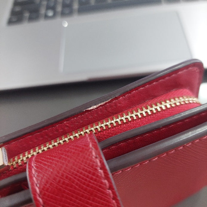 Kate Spade Red Staci Medium Compact Bifold Wallet | Pre Loved |