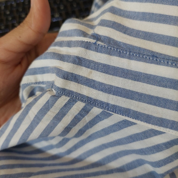 Zara Blue & White Striped Collared Shirt | Pre Loved |