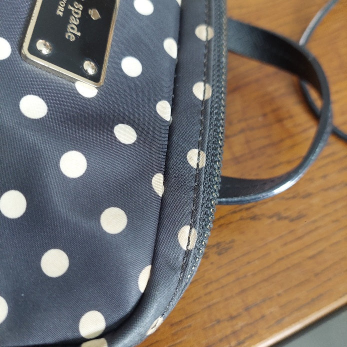 Kate Spade Black Polka Dot Leather Trim Backpack | Pre Loved |