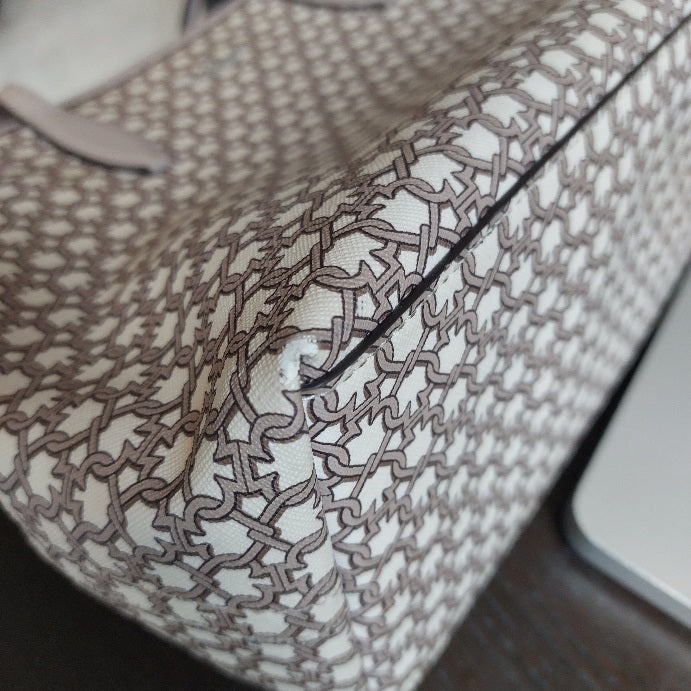 Kate Spade Cream & Taupe Canvas Satchel Bag | Pre Loved |