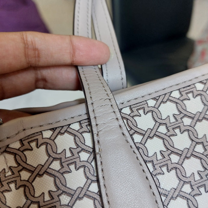 Kate Spade Cream & Taupe Canvas Satchel Bag | Pre Loved |