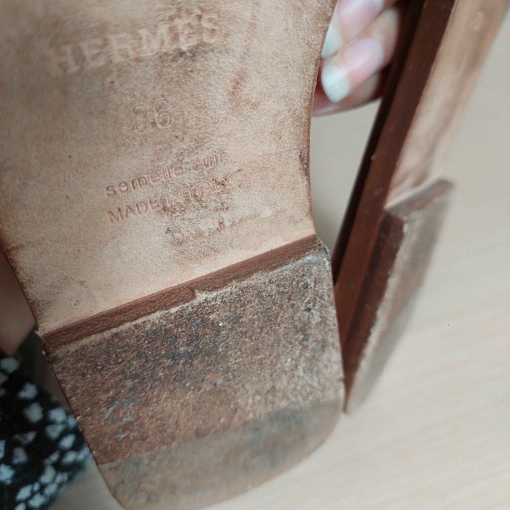 Hermes Brown Leather 'Oran' Sandals | Pre Loved |