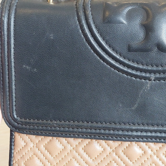 Tory Burch Tri Color Quilted Leather Fleming Shoulder Bag | Pre Loved |