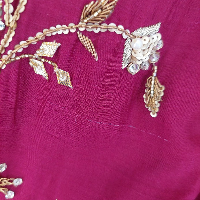 Sania Maskatiya Maroon Embellished Peshwaz with Dupatta | Pre Loved |