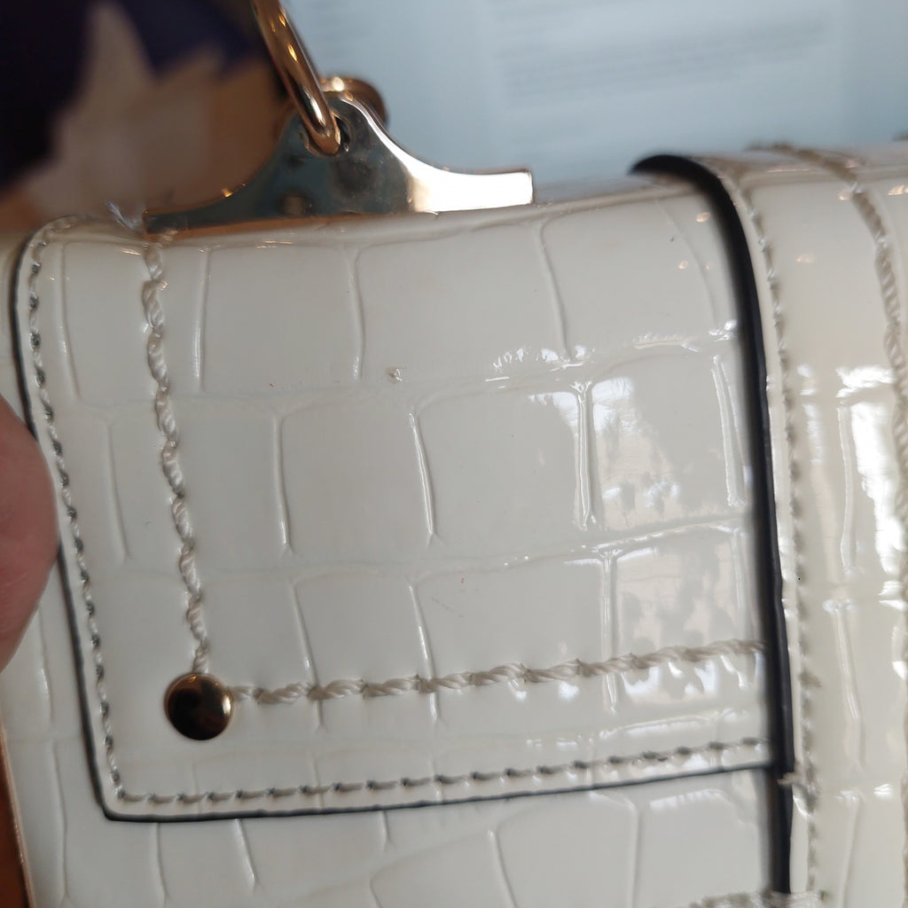 River Island White Croc Textured Faux Leather Crossbody Bag | Pre Loved |