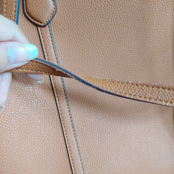 Tory Burch Brown Perry Triple Compartment Leather Tote Bag | Pre Loved |