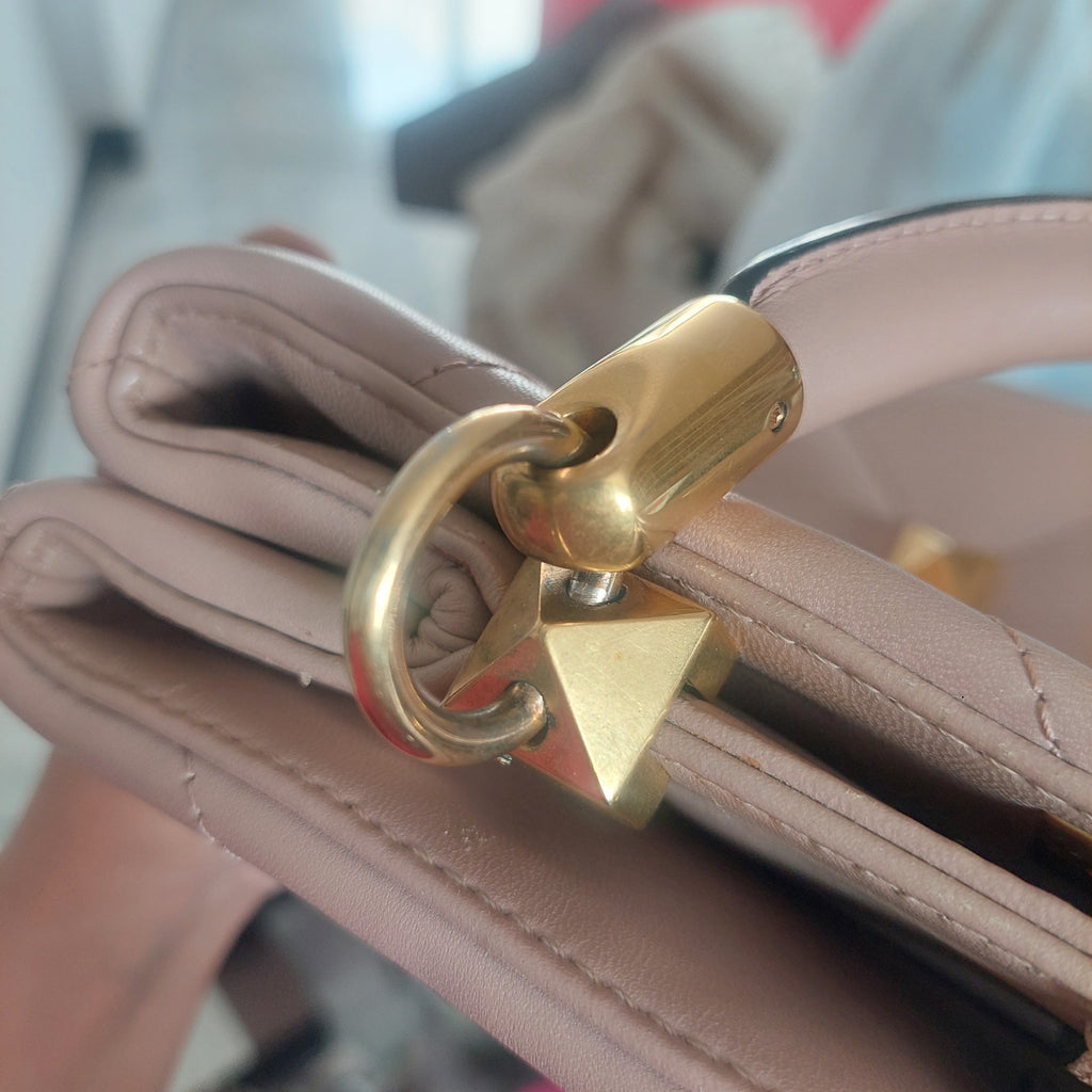 Valentino Rose Cannelle Leather Medium Roman Stud Top Handle Bag | Pre Loved |