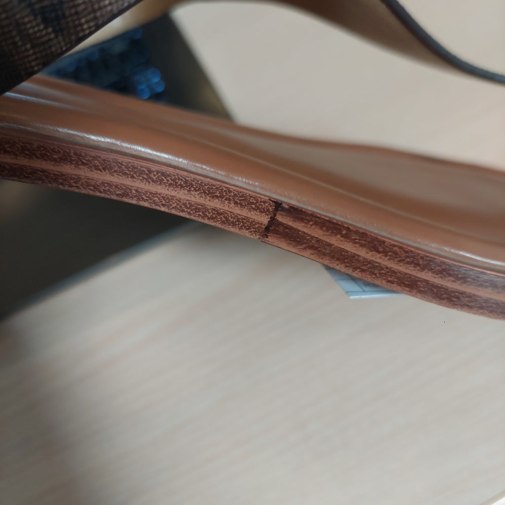 Michael Kors Brown Leather 'Daniella Empire' Logo Sandals | Gently Used |