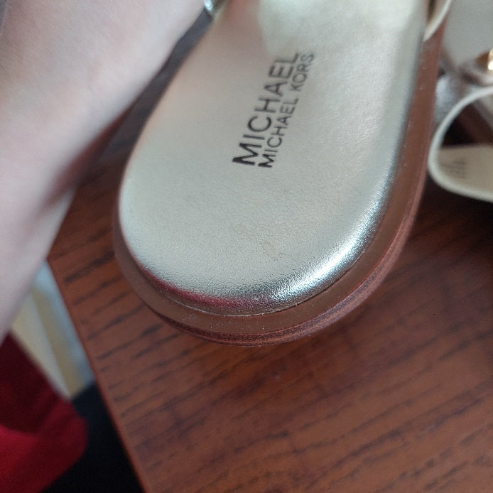 Michael Kors Metallic Gold Aubrey Leather Sandals | Gently Used |