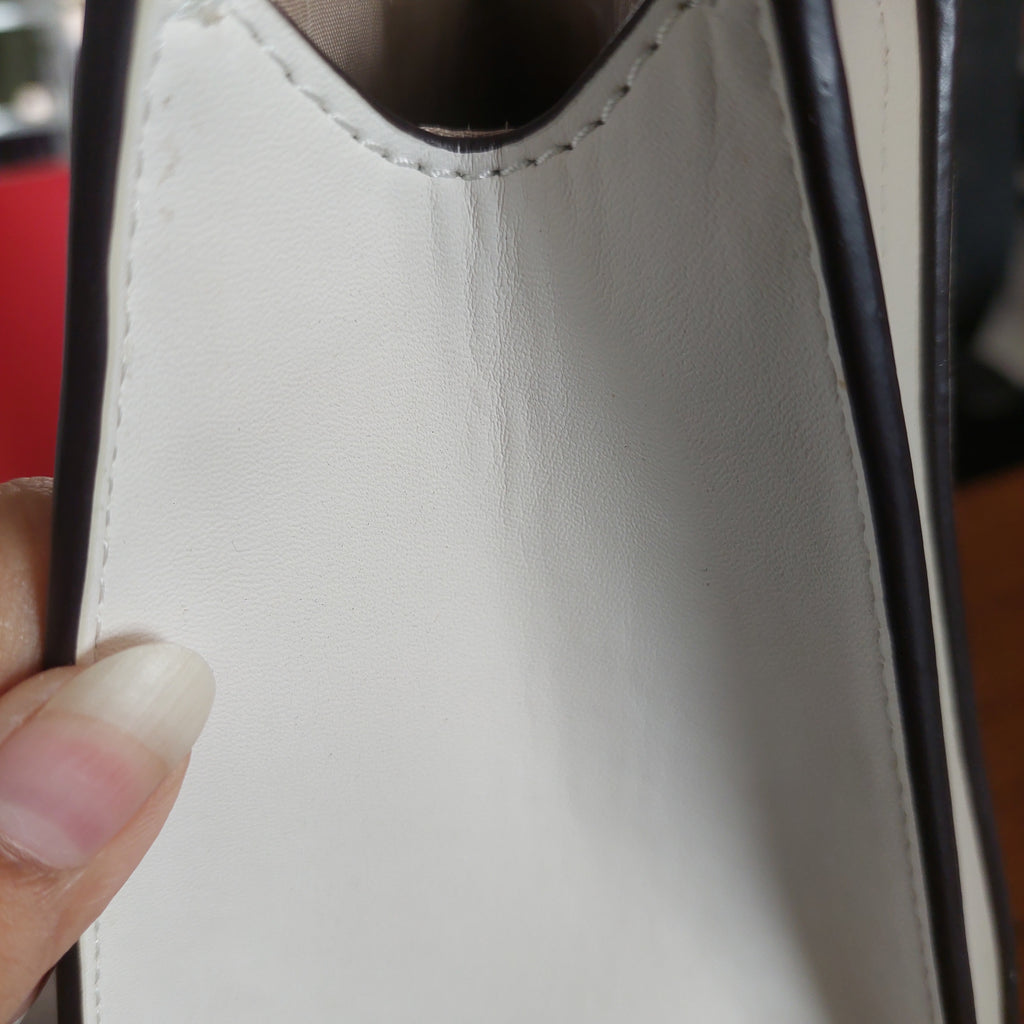 Michael Kors White “HOPE” Large Leather Satchel Bag | Pre Loved |