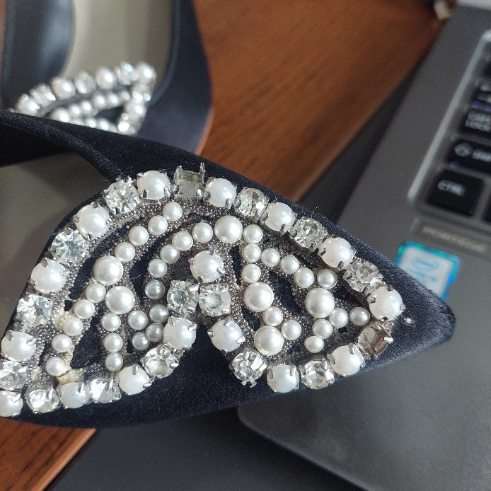 Sophia Webster Black Bibi Pearl Mid Pumps | Pre Loved |