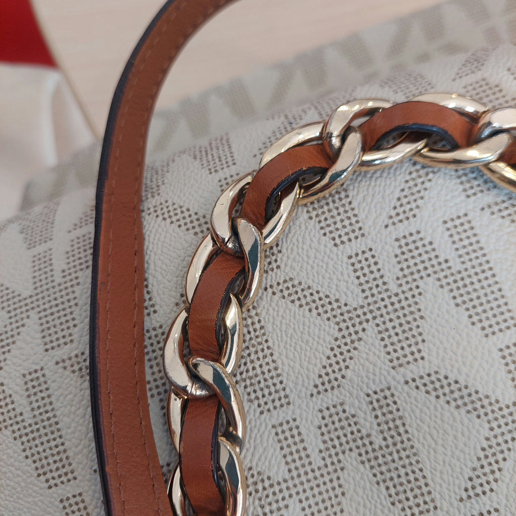 Michael Kors Vanilla Monogram Chain Tote | Pre Loved |