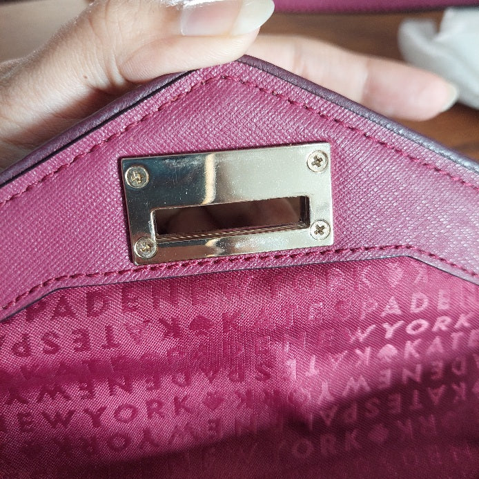 Kate Spade Burgundy Leather Wesley Place Natalie Crossbody Bag | Pre Loved |