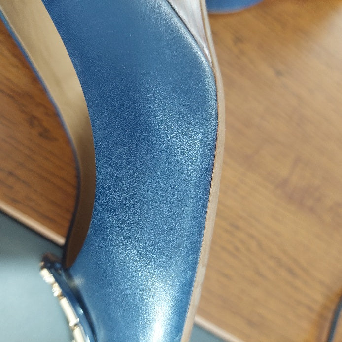 Tory Burch Blue Claire Open Toe Wedges | Pre Loved |