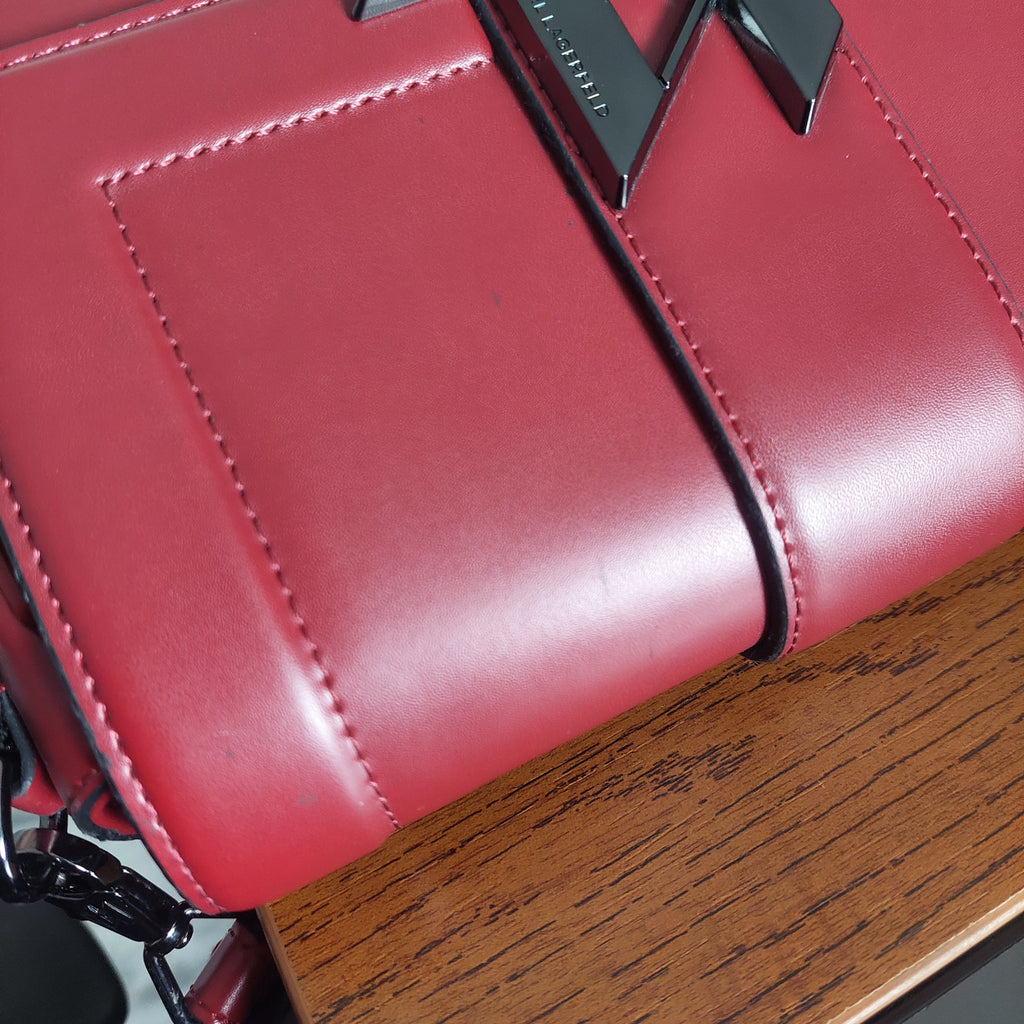 karl lagerfeld Burgundy Leather Crossbody Bag | Gently Used |