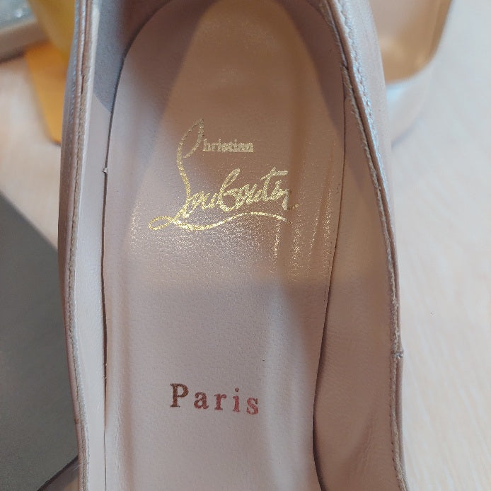 Christian Louboutin BEIGE Leather DECOLTISSIMO Heels | Gently Used |