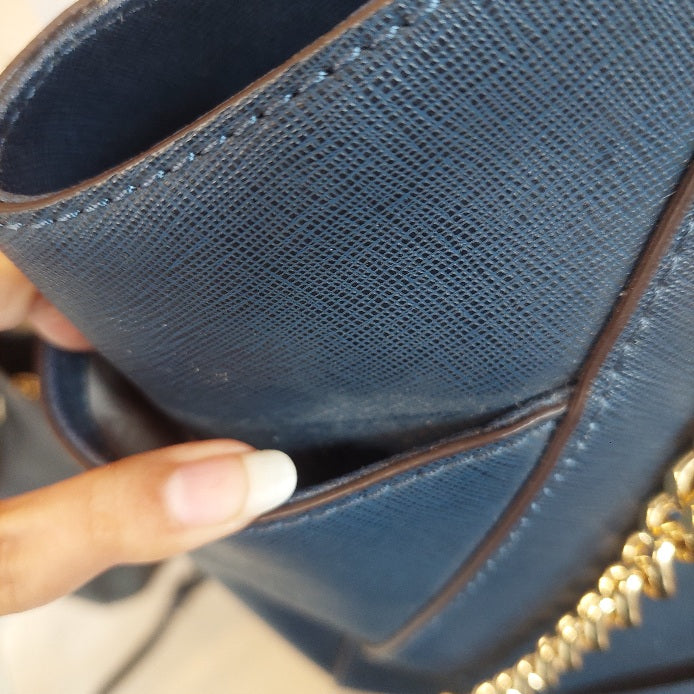 Michael Kors Navy Leather Chain Shoulder Bag | Pre Loved |