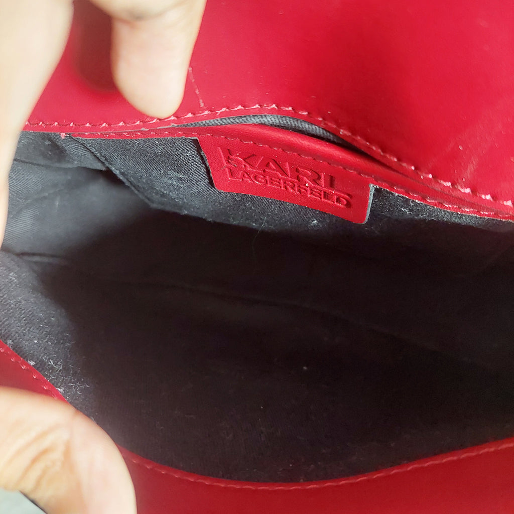 karl lagerfeld Burgundy Leather Crossbody Bag | Gently Used |