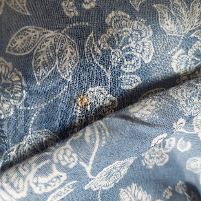 Fred David Blue & White Floral Printed Frill Neck Top | Brand New |