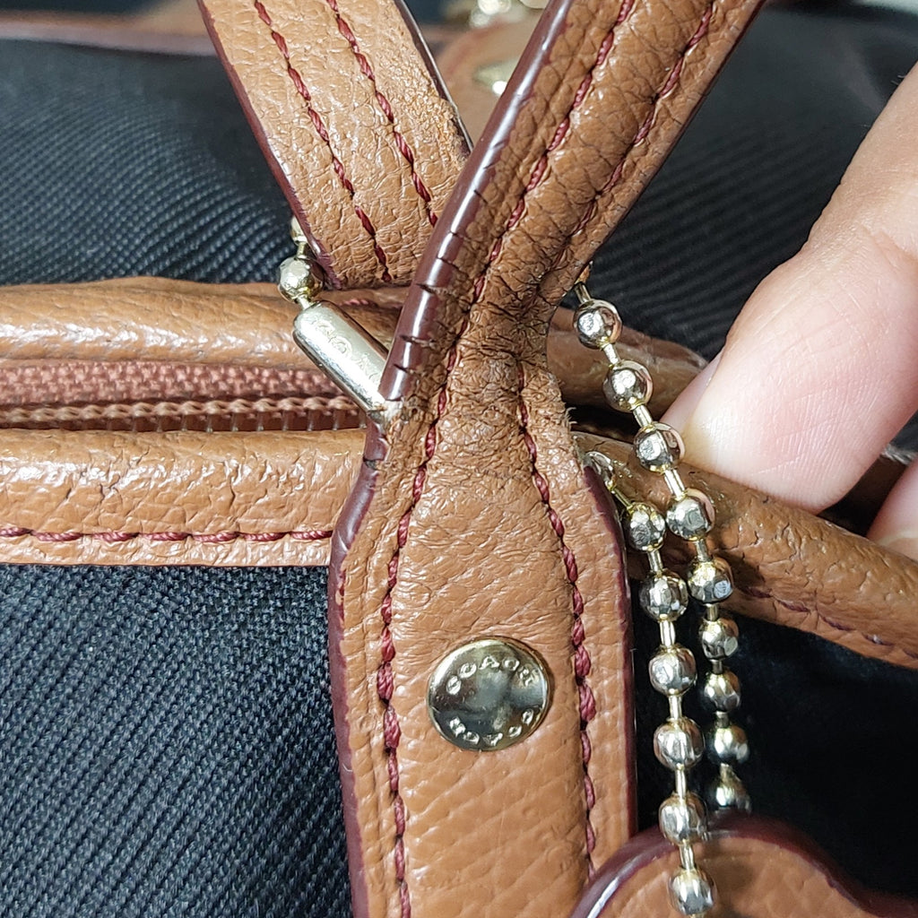 Coach Black Canvas With Tan Leather Trim Sawyer Shoulder Bag | Pre Loved |