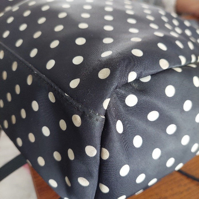 Kate Spade Black Polka Dot Leather Trim Backpack | Pre Loved |