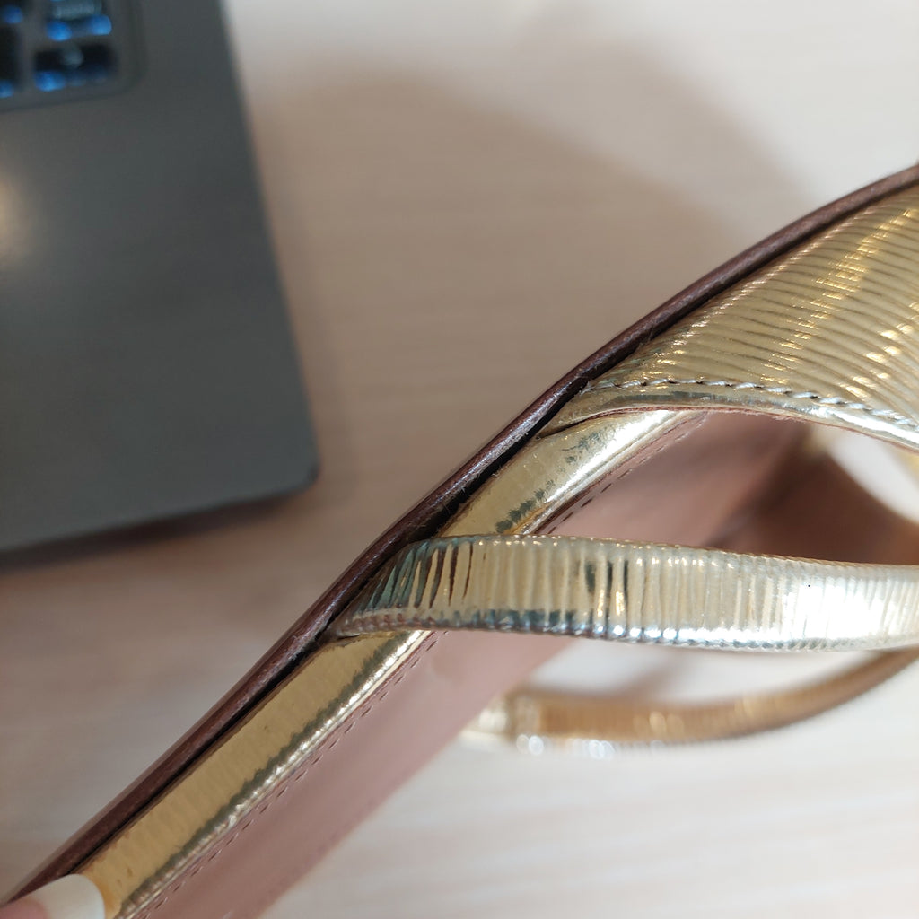 Malone Souliers Gold Textured Leather Penn Flat Slides | Pre Loved |