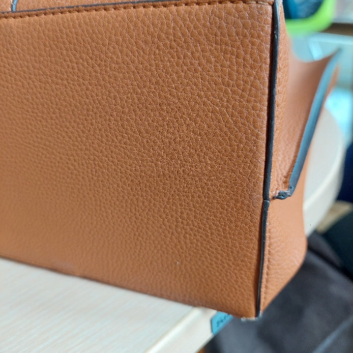 Tory Burch Brown Perry Triple Compartment Leather Tote Bag | Pre Loved |