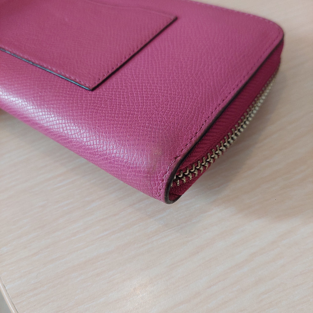 Coach Fuchsia Zip Around Leather Wallet | Pre Loved |