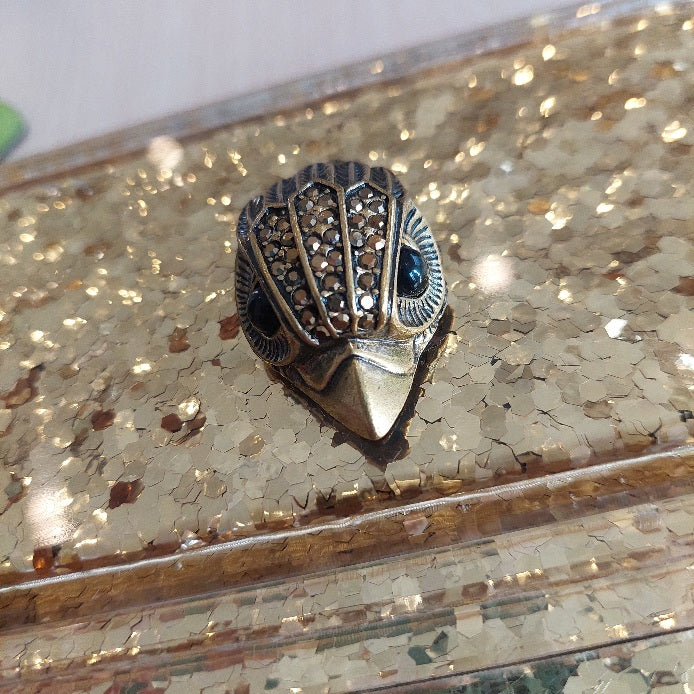 KURT GEIGER Kensington Gold Drench Party Eagle Clutch Bag | Gently Used |