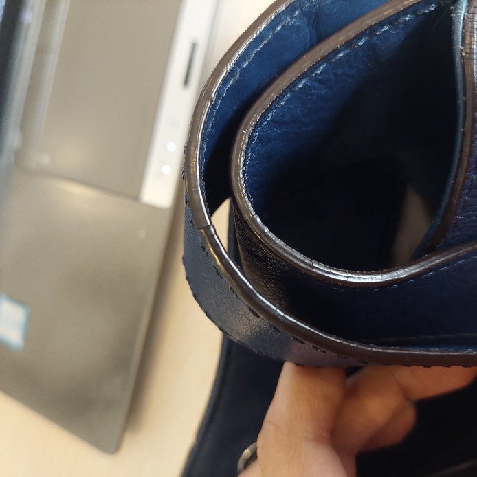 Michael Kors Astor Navy Blue Leather Silver Studded Hobo Bag | Pre Loved |