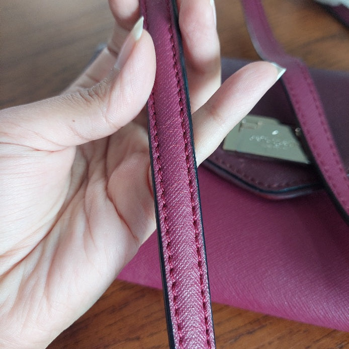 Kate Spade Burgundy Leather Wesley Place Natalie Crossbody Bag | Pre Loved |