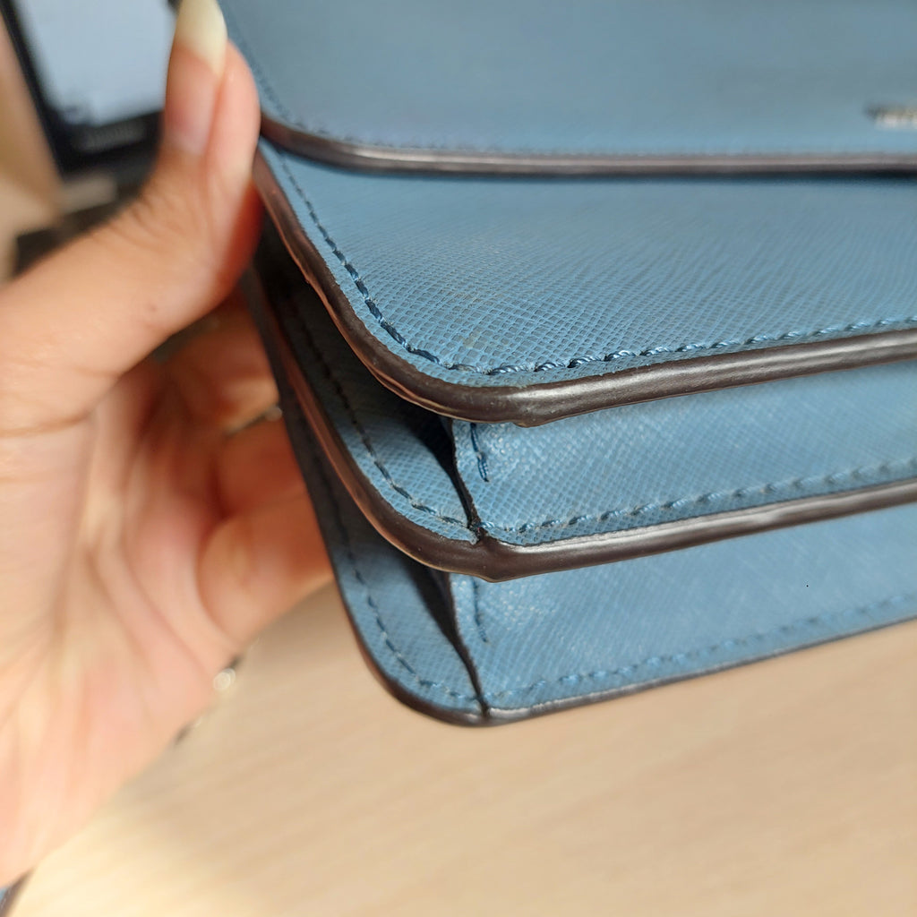 Michael Kors Blue Saffiano Leather Crossbody Bag | Pre Loved |