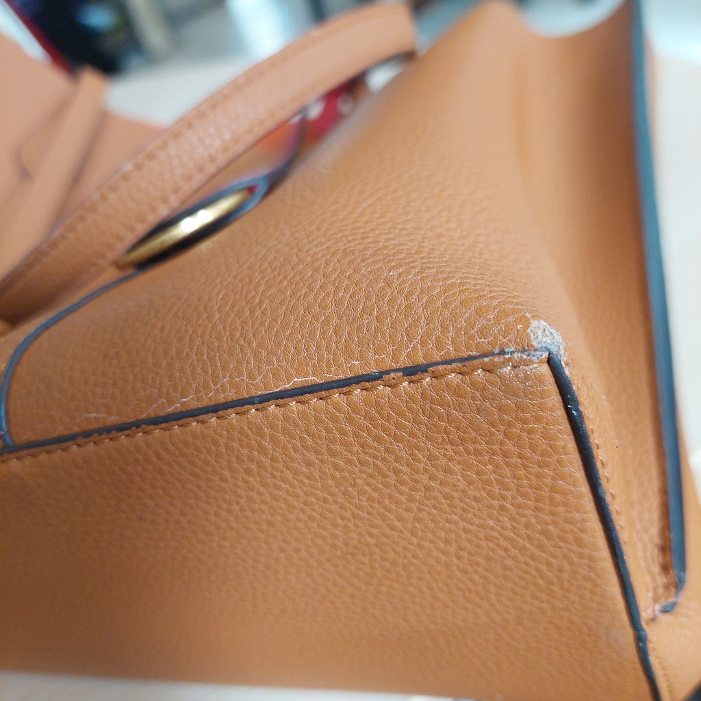 Tory Burch Brown Perry Triple Compartment Leather Tote Bag | Pre Loved |