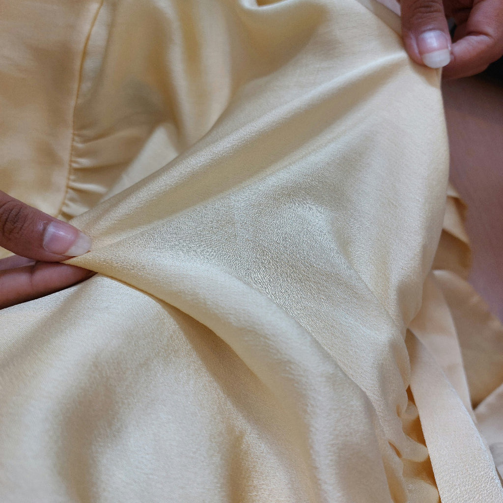 Mango Yellow Satin Wrap Belted Top | Gently Used |