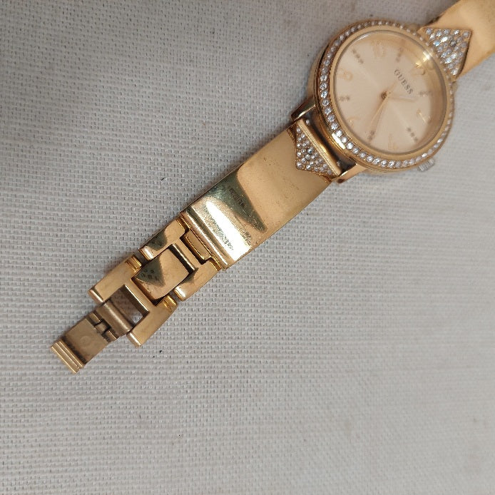 Guess Gold Rhinestone Round-dial Watch | Pre Loved |