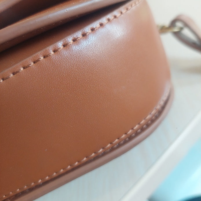 ZARA Tan Leatherette Saddle Crossbody Bag | Pre Loved |