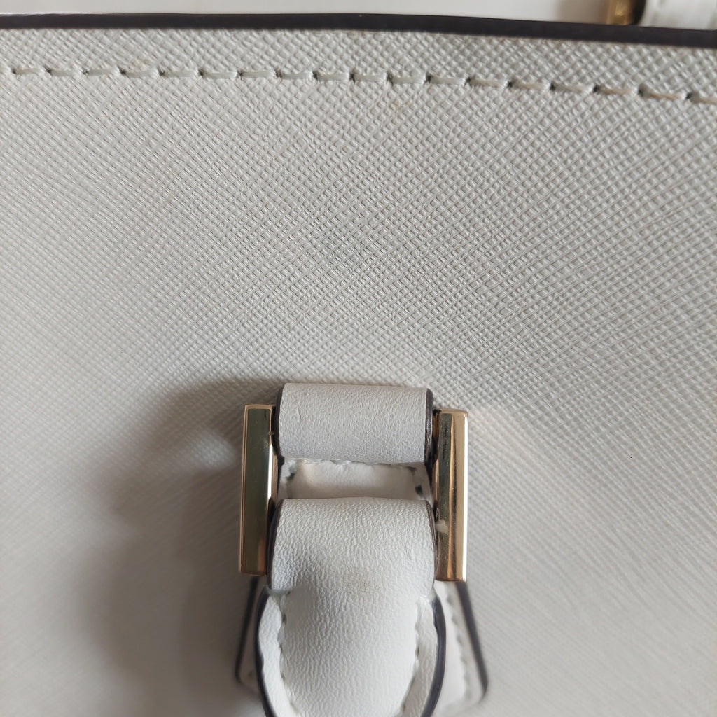 Michael Kors White “HOPE” Large Leather Satchel Bag | Pre Loved |
